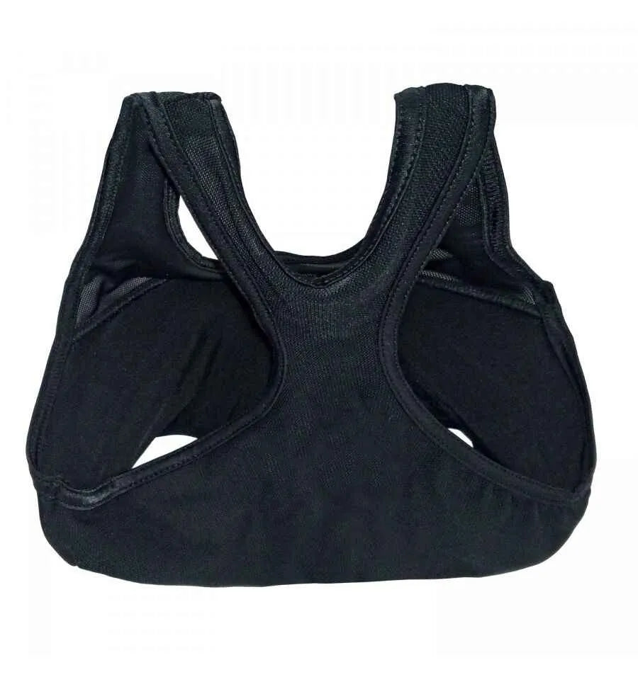Rewon Damen Brustschutz in Schwarz für Kampfsport, ideal für Boxen, Kickboxen und Fitness, atmungsaktiver und schützender Brustprotektor