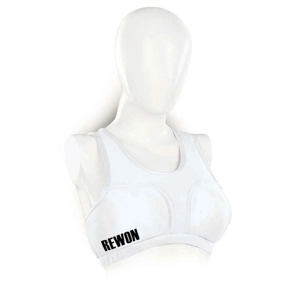 Weiße Rewon Damen Brustschutz für Boxen, Karate, Taekwondo, bietet optimalen Schutz und Komfort für Kampfsport. Jetzt online kaufen.