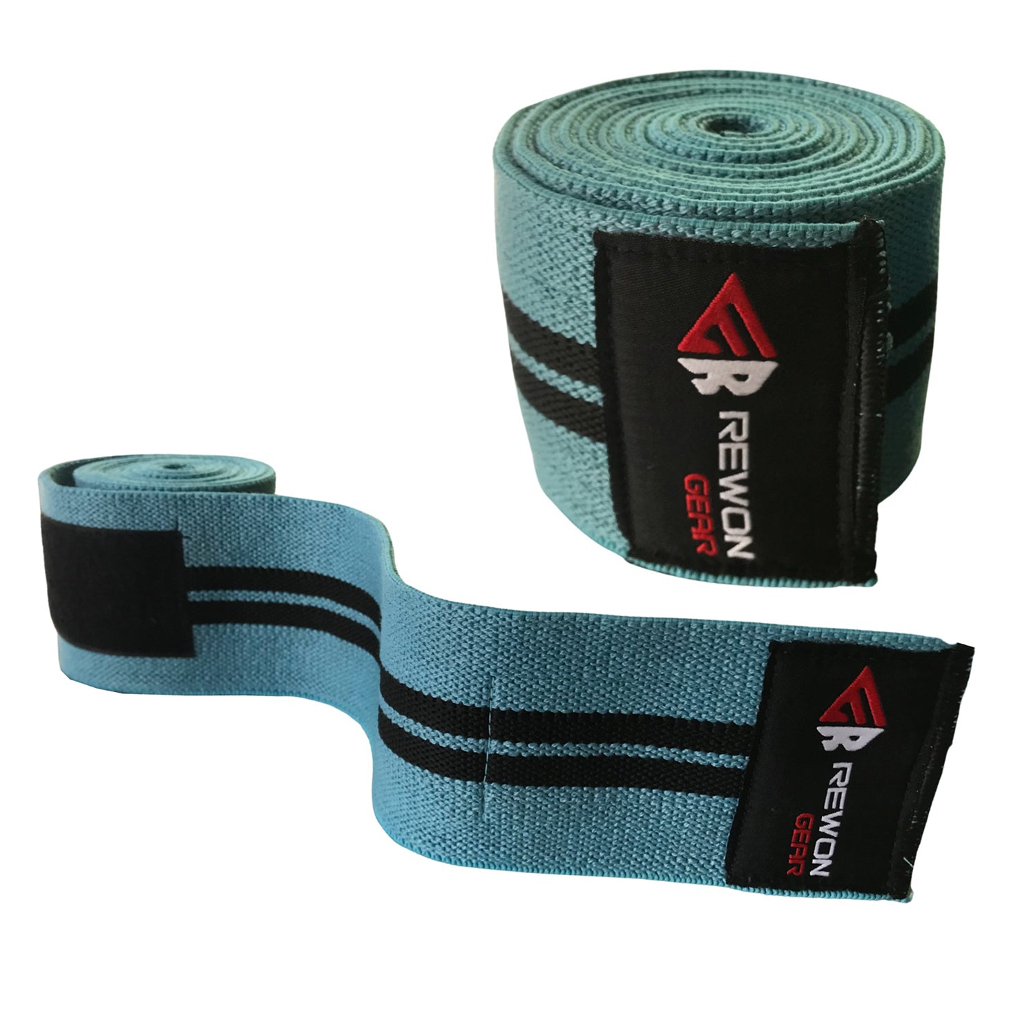 Rewon Gear knee wraps for improved leg strength and stability during gym workouts, perfect for fitness and boxing training.