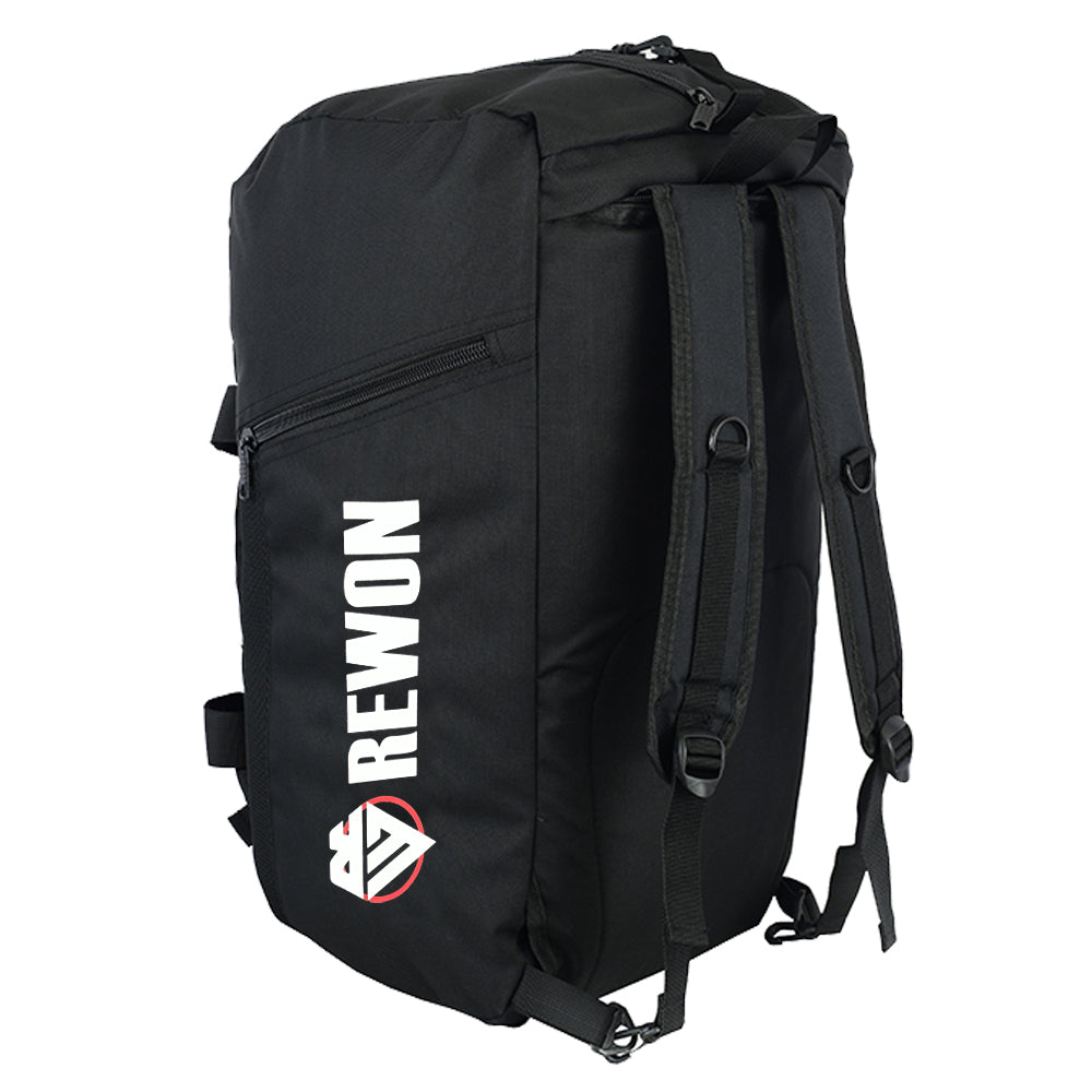 Rewon Classic Sporttasche in Schwarz/Weiß, ideal für Boxausrüstung und Fitness, aus langlebigem PU-Leder. Perfekt für Gym und Reisen.