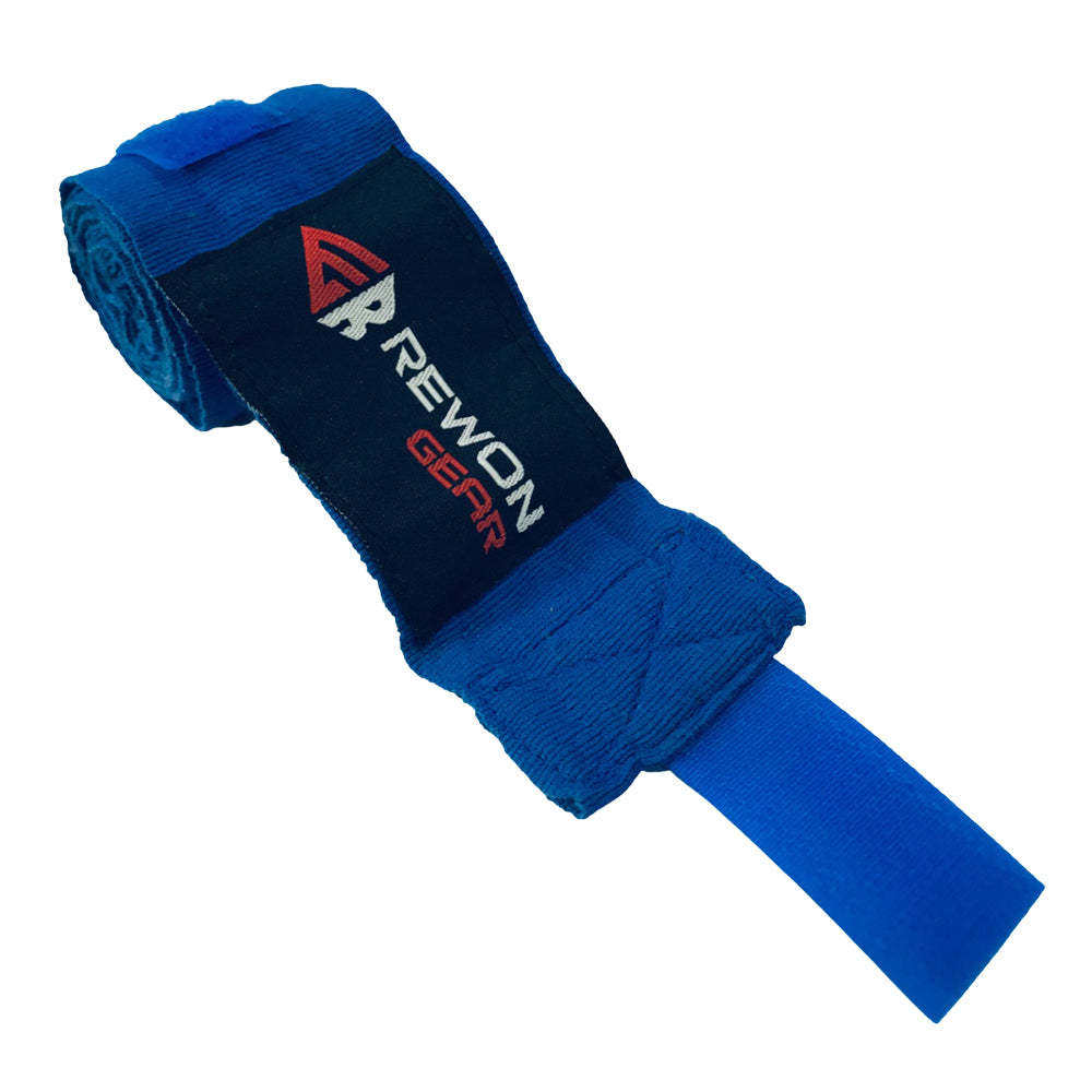 Blau Rewon Handgelenkbandagen für Boxtraining und Fitness, hochwertig, langlebig, geeignet für Boxausrüstung und Fitnessprodukte.
