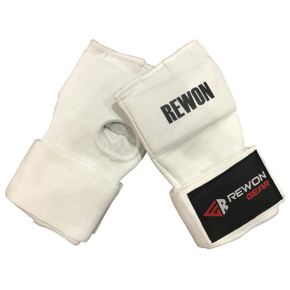 Rewon weiße Gelhandbandagen für Boxen, Kickboxen und Fitness. Ideal unter Boxhandschuhen, atmungsaktiv und dehnbar für bequemen Halt.