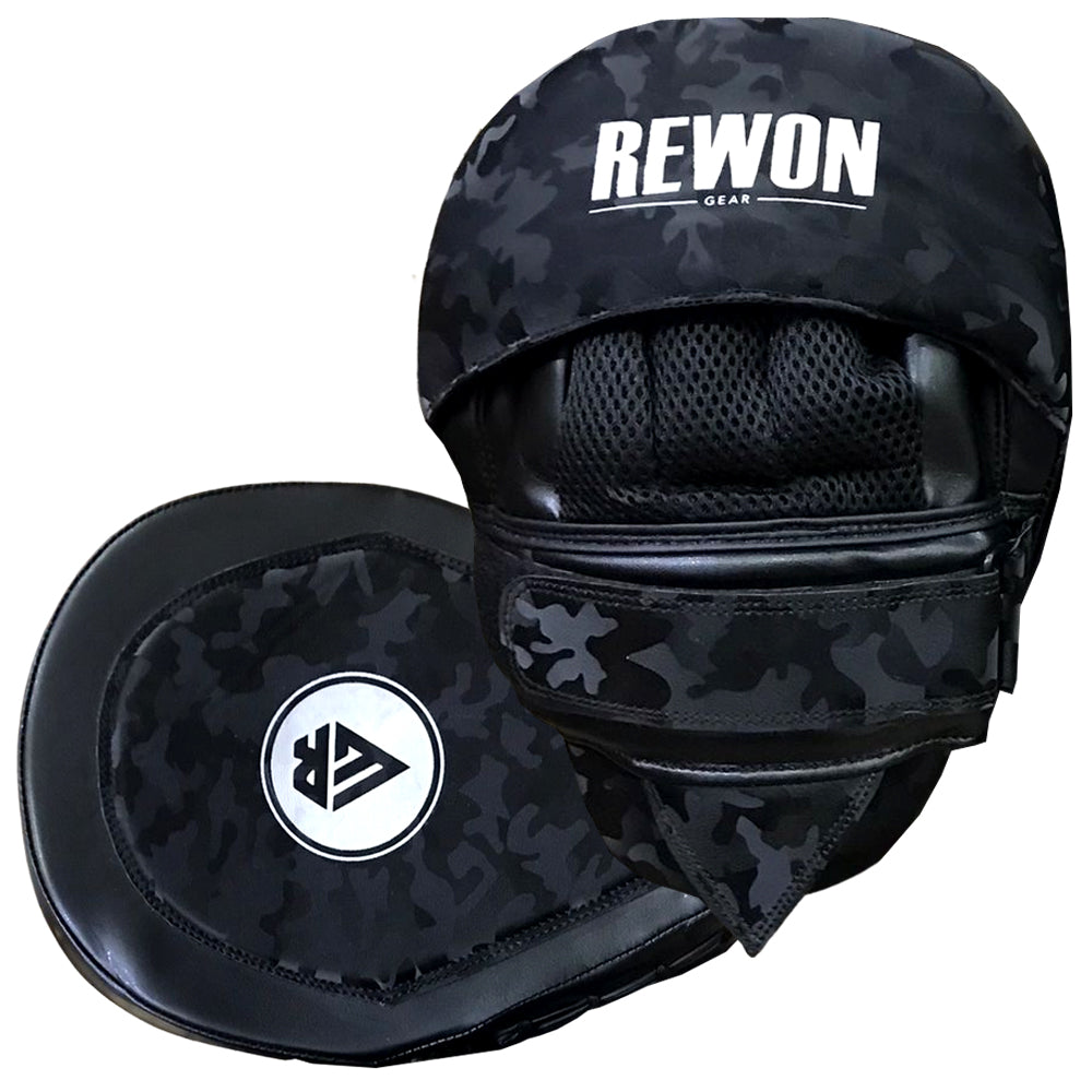 Camouflage Rewon boxing punch pads made of Maya Hide leather, ideal for MMA and kickboxing. Perfect boxing training equipment online.
