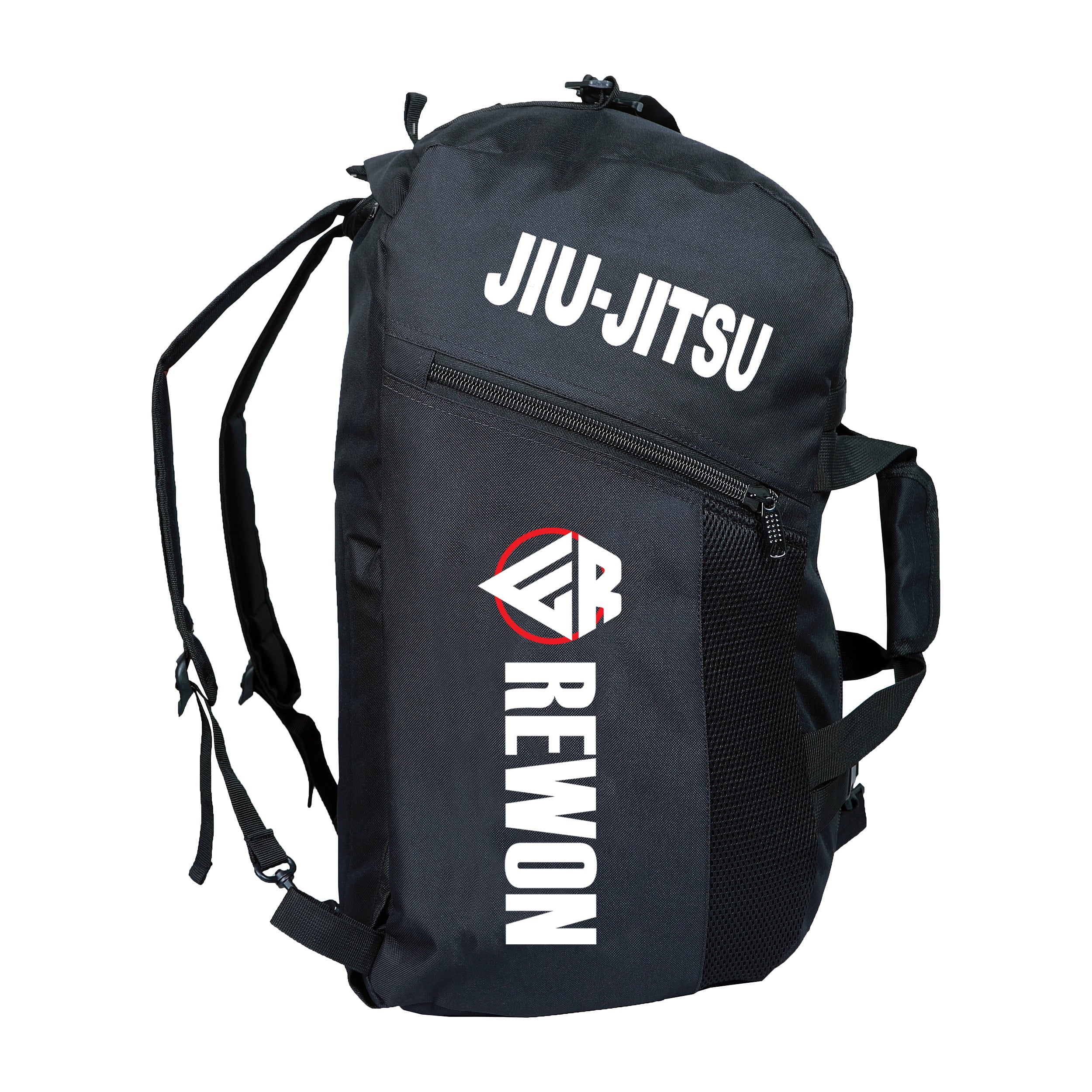 Rewon Sporttasche für Jiu Jitsu und Karate, schwarz/weiß, ideal für Fitness und Boxausrüstung, mit robustem PU-Leder.