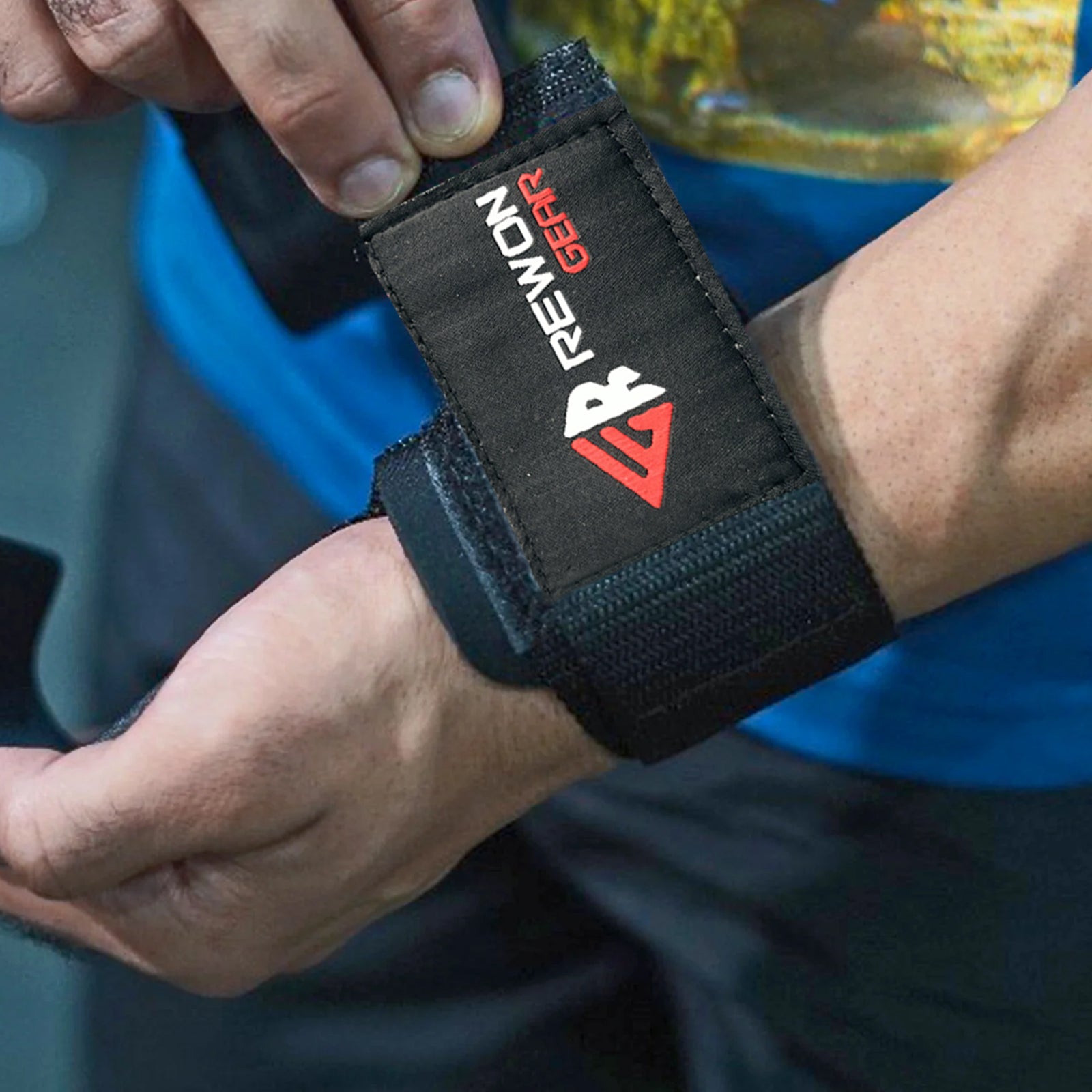 Rewon Gear weight lifting wrist hook straps for gym, ideal for fitness and boxing training; provides support and grip for heavy lifting.