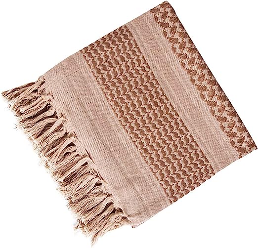 Brown shemagh scarf for cooling, hiking, or signalling; ideal for boxing and fitness training accessory.