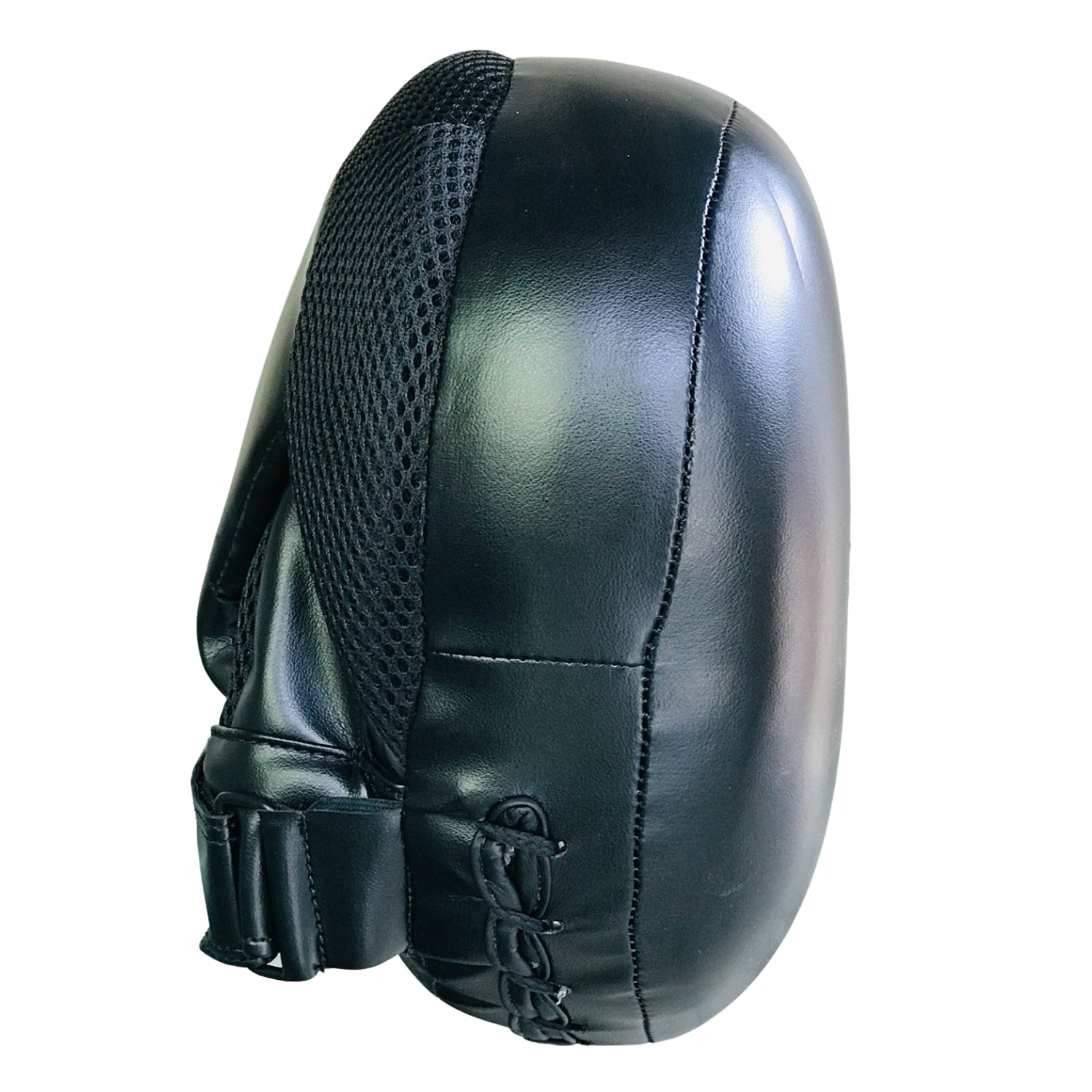 T10 hand pads for martial arts, black leather, lightweight, perfect for boxing training, kickboxing, MMA, fitness equipment.