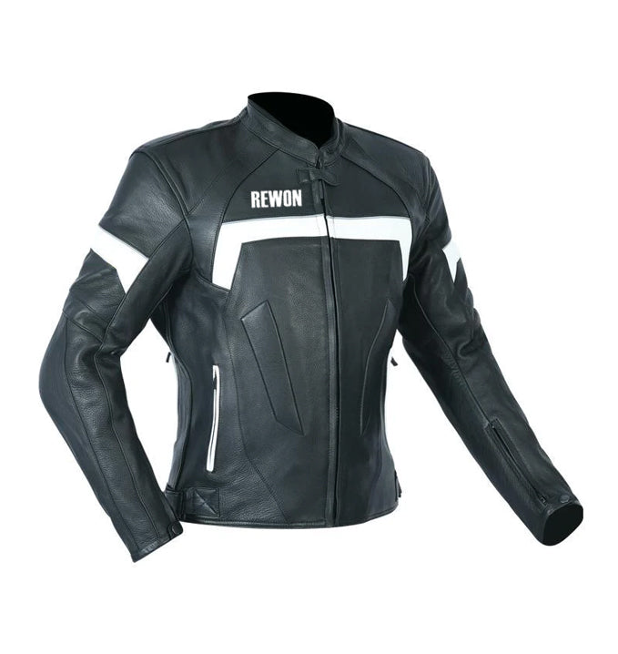 Women's leather motorcycle jacket with CE-approved protection, perfect for boxing and fitness enthusiasts. Durable and stylish gear.