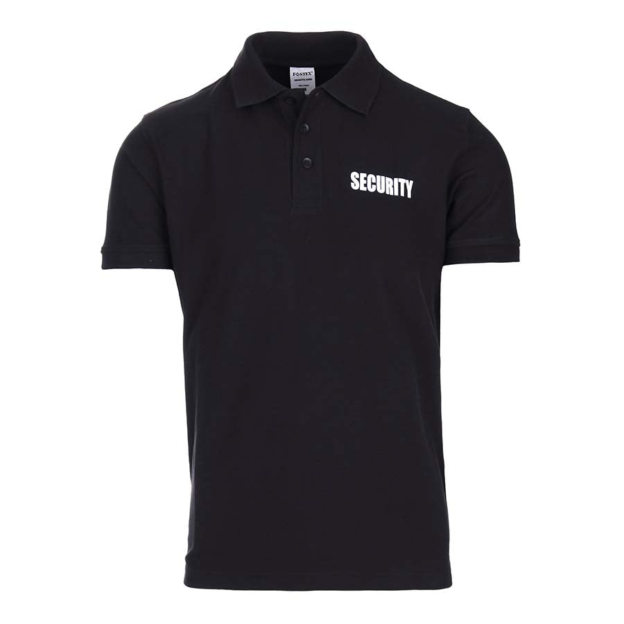 Black polo security shirt made of 100% cotton, suitable for fitnessboxing and gym enthusiasts seeking quality training apparel.