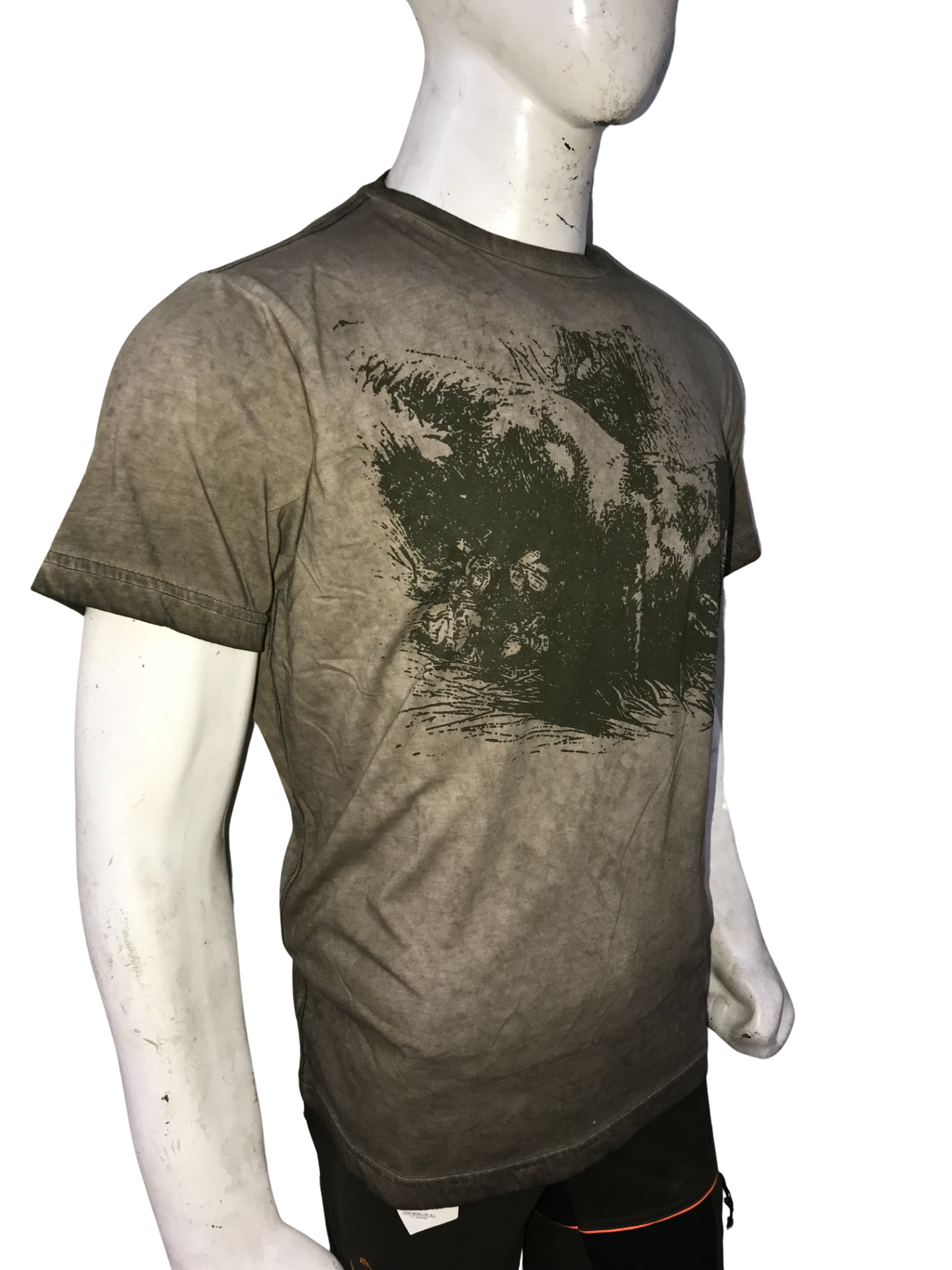 Stonewash T-shirt in brown with abstract design, made of 100% cotton for boxing and fitness enthusiasts, perfect fit for men and women.