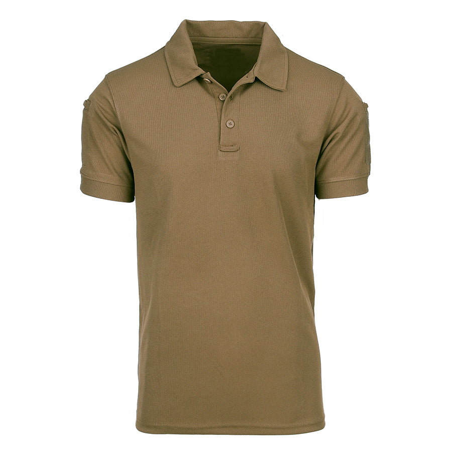Olive tactical Quick Dry polo shirt with polyester fabric, pen pockets, Velcro, perfect for boxing, fitness, MMA, and gym training.